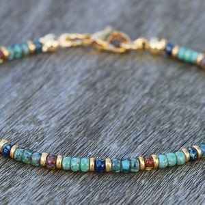 bracelets de cheville pour femmes, bracelet turquoise, bracelet délicat, turquoise doré, bracelet femme, bracelet en perles de verre, bracelet surfeur, bracelet de plage image 1