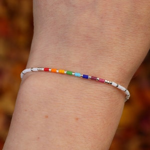 subtle pride bracelet, LGBT bracelet, discreet pride, beaded bracelet, LGBTQ bracelet, rainbow bracelet, subtle pride jewelry, pride gift image 5
