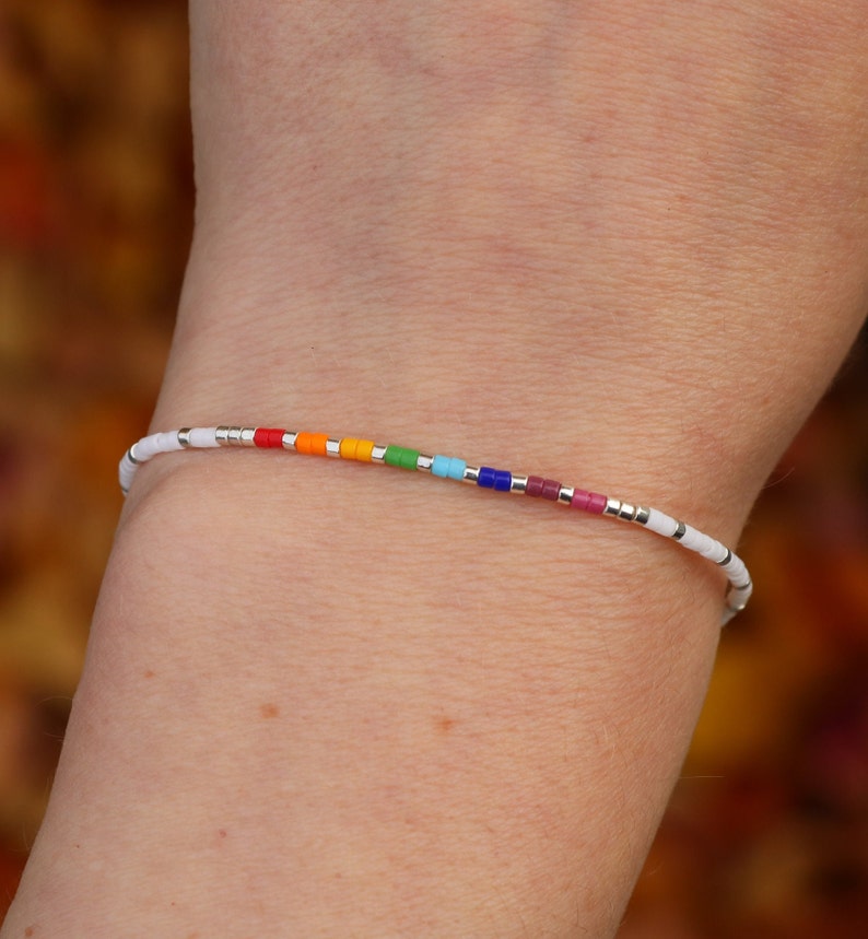 subtle pride bracelet, LGBT bracelet, discreet pride, beaded bracelet, LGBTQ bracelet, rainbow bracelet, subtle pride jewelry, pride gift image 5