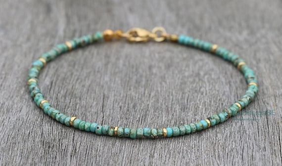 turquoise bracelet, gold turquoise beaded bracelet, bracelets for women, beachy bracelet, turquoise dainty bracelet, tiny layering bracelets