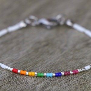 subtle pride bracelet, LGBT bracelet, discreet pride, beaded bracelet, LGBTQ bracelet, rainbow bracelet, subtle pride jewelry, pride gift image 6