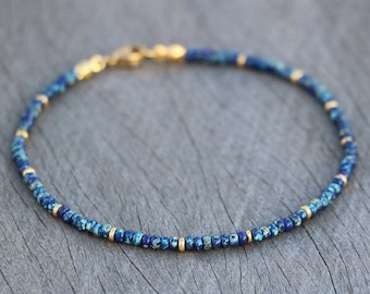 tiny bead bracelet women, minimalist jewelry, beaded bracelet, dainty jewelry, cobalt blue gold, minimal bracelet, tiny seed beads, boho