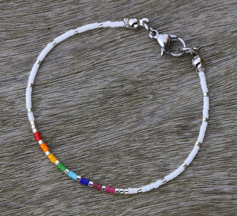 subtle pride bracelet, LGBT bracelet, discreet pride, beaded bracelet, LGBTQ bracelet, rainbow bracelet, subtle pride jewelry, pride gift image 7