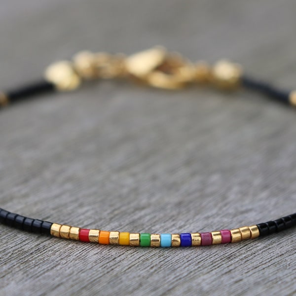 pride bracelet, LGBTQ bracelet, subtle pride, discreet pride, rainbow, beaded bracelet, pride bracelets for women, LGBT bracelet, pride gift