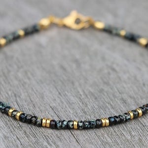 anklets for women, ankle bracelet, black gold anklet, surfer anklet, beaded anklet, beach anklet, glass bead anklet, minimalist anklet