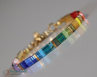 tila bracelet, pride bracelet, rainbow bracelet, tila beads, dainty bracelet, glass beads, lgbtq, subtle pride, colorful bracelet, ace pride