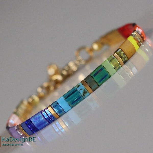 tila bracelet, pride bracelet, rainbow bracelet, tila beads, dainty bracelet, glass beads, lgbtq, subtle pride, colorful bracelet, ace pride
