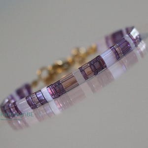 Bracelets Tila pour femmes, bracelets de perles, bracelet Miyuki, bracelet délicat, perles Tila, bijoux faits main, bracelet bohème, japonais, violet