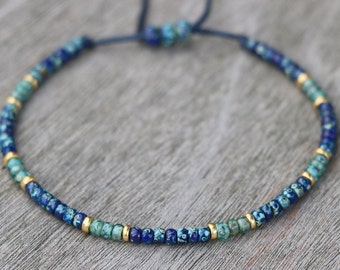 pulsera con cuentas, cuentas de vidrio, pulseras para mujer, pulsera de cuentas de semillas, pulsera miyuki, pulsera pequeña, pulseras boho azules joyas hechas a mano