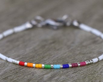 subtle pride bracelet, LGBT bracelet, discreet pride, beaded bracelet, LGBTQ bracelet, rainbow bracelet, subtle pride jewelry, pride gift