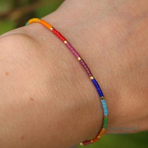 LGBTQ bracelet, pride bracelet, rainbow, beaded bracelet, bracelets for women, subtle pride, minimal bracelet, thin LGBT bracelet, colorful