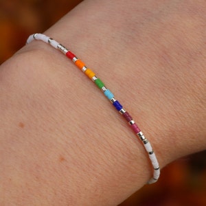 subtle pride bracelet, LGBT bracelet, discreet pride, beaded bracelet, LGBTQ bracelet, rainbow bracelet, subtle pride jewelry, pride gift image 10