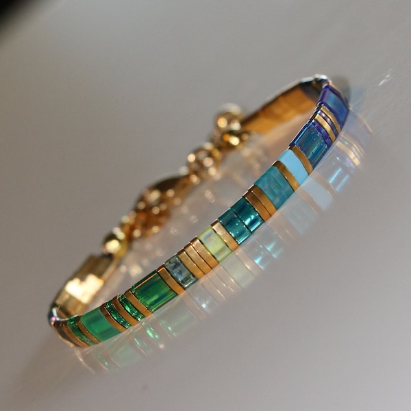 tila bracelet, beaded bracelets, dainty bracelet, tila beads, bracelets for women, miyuki, glass beads, summer jewelry, handmade gift, ombre