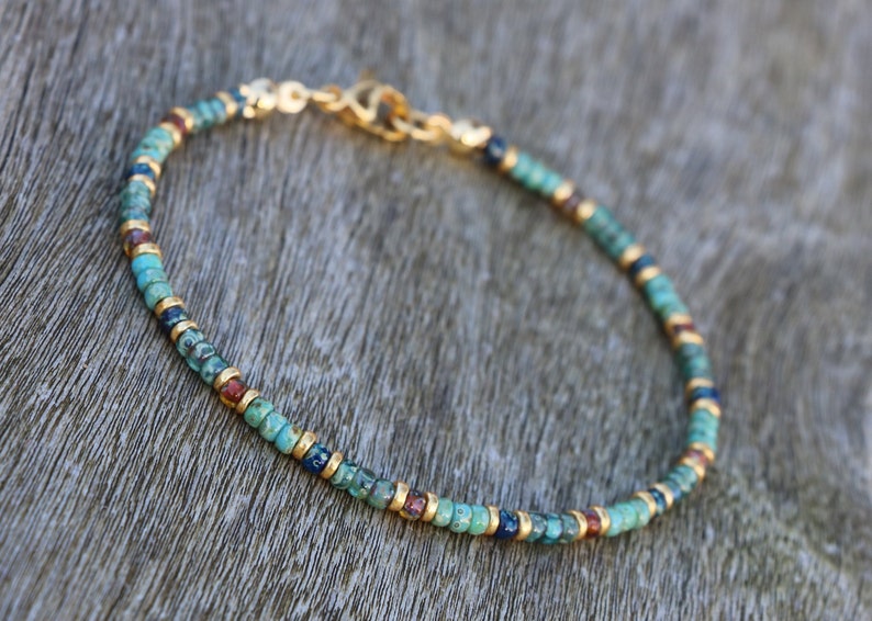 bracelets de cheville pour femmes, bracelet turquoise, bracelet délicat, turquoise doré, bracelet femme, bracelet en perles de verre, bracelet surfeur, bracelet de plage image 8