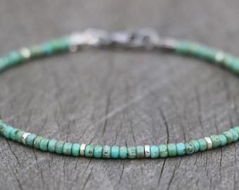 tiny bead bracelet women, turquoise minimalist jewelry, tiny stackable bracelets, tiny turquoise bracelet, minimal bracelet, glass beads