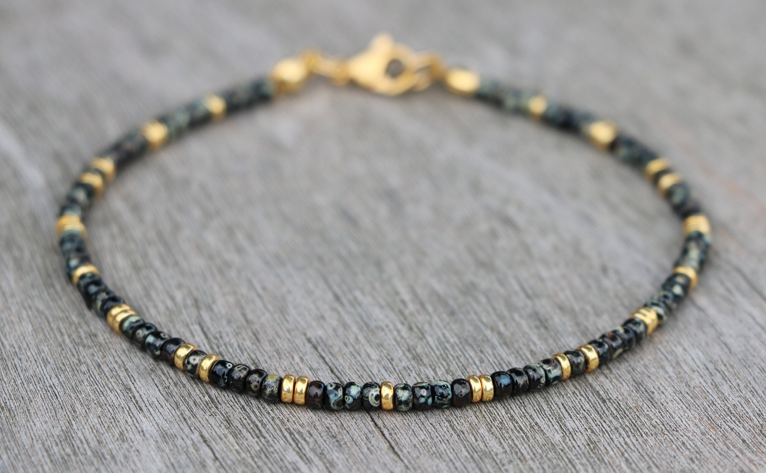 Black and gold sale anklet