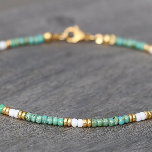 ankle bracelets for women, anklets for women, turquoise anklet, summer anklet, beaded anklet, beach anklet, turquoise gold white, custom