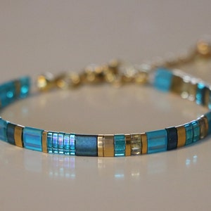 tila bracelet, beaded bracelets for women, aqua turquoise jewelry, tila beads, beach jewelry, dainty bracelet, handmade gift, glass beads afbeelding 10