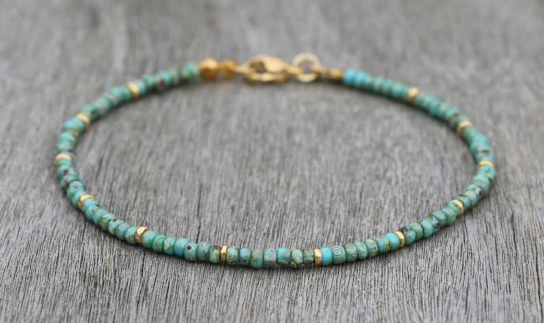 turquoise anklet, gold turquoise ankle bracelet, anklets for women, beaded anklet, surfer anklet, turquoise beaded anklet, wedding anklet 