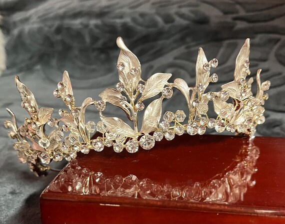 Floral Leaf Crystal Bride Wedding Fairy Rhinestone Tiara Floral Tiara Crystal Bohemian Tiara GENEVIEVE Tiara | EDEN  main image 4