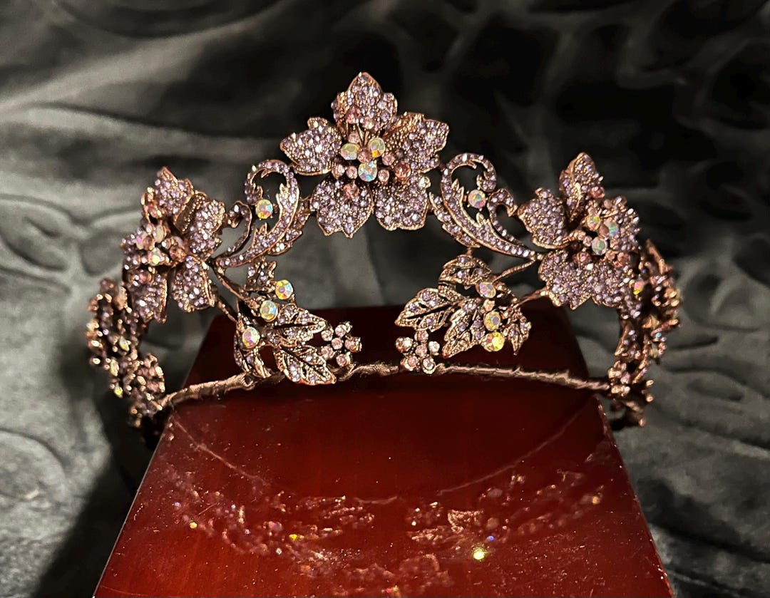 Tiara With Roses Floral Tiara in Rose Gold Tone - Etsy
