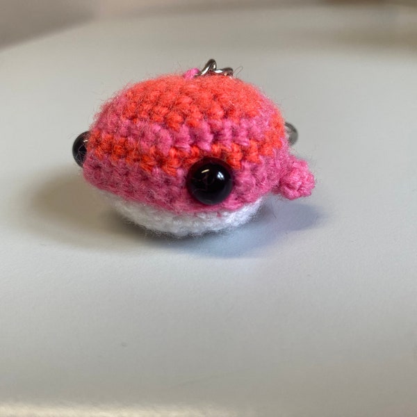 Crochet Whale Amigurumi Keychain - Red and Pink. Cute Keychain, Whale Bag Buddy, Nature Lover, Animal Lover Gift