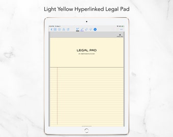 Digital Legal Pad PDF GoodNotes Hyperlinked Light Yellow