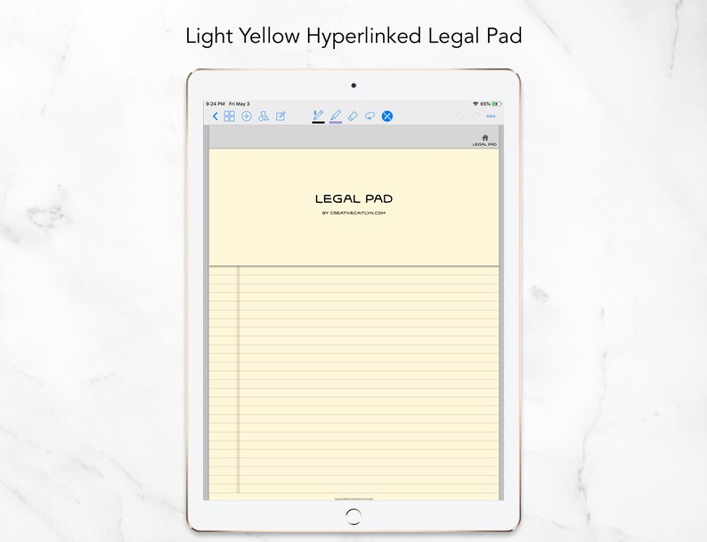Digital Legal Pad PDF Goodnotes Hyperlinked Light Yellow Etsy Singapore