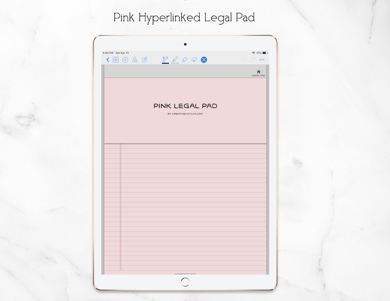 Digital Legal Pad PDF Goodnotes Hyperlinked Pink (Instant Download) Etsy