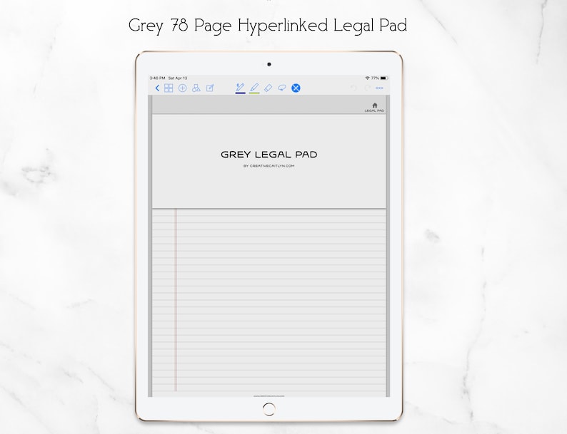 Digital Legal Pad PDF Goodnotes Hyperlinked Grey Etsy