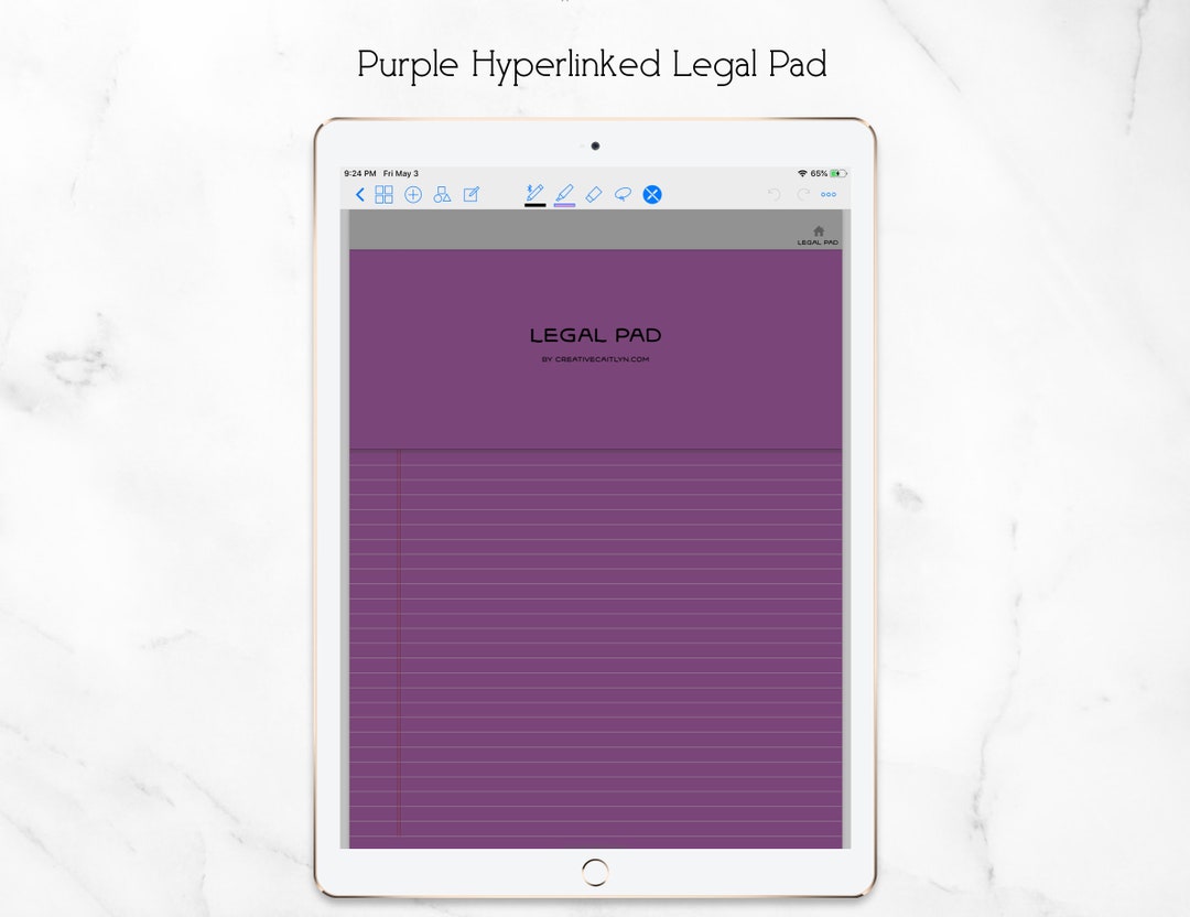 Digital Legal Pad PDF Goodnotes Hyperlinked Purple Etsy