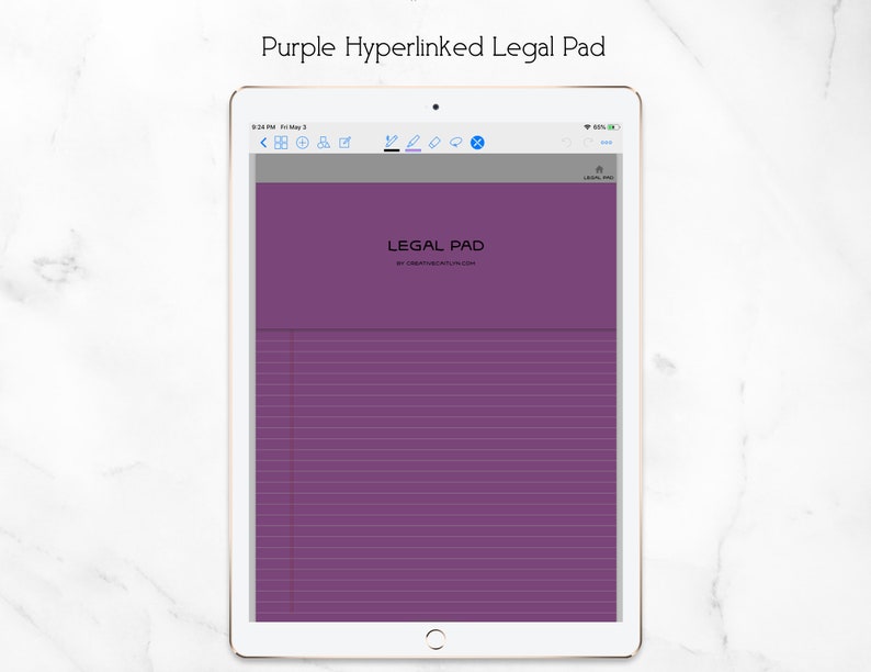 Digital Legal Pad PDF Goodnotes Hyperlinked Purple Etsy