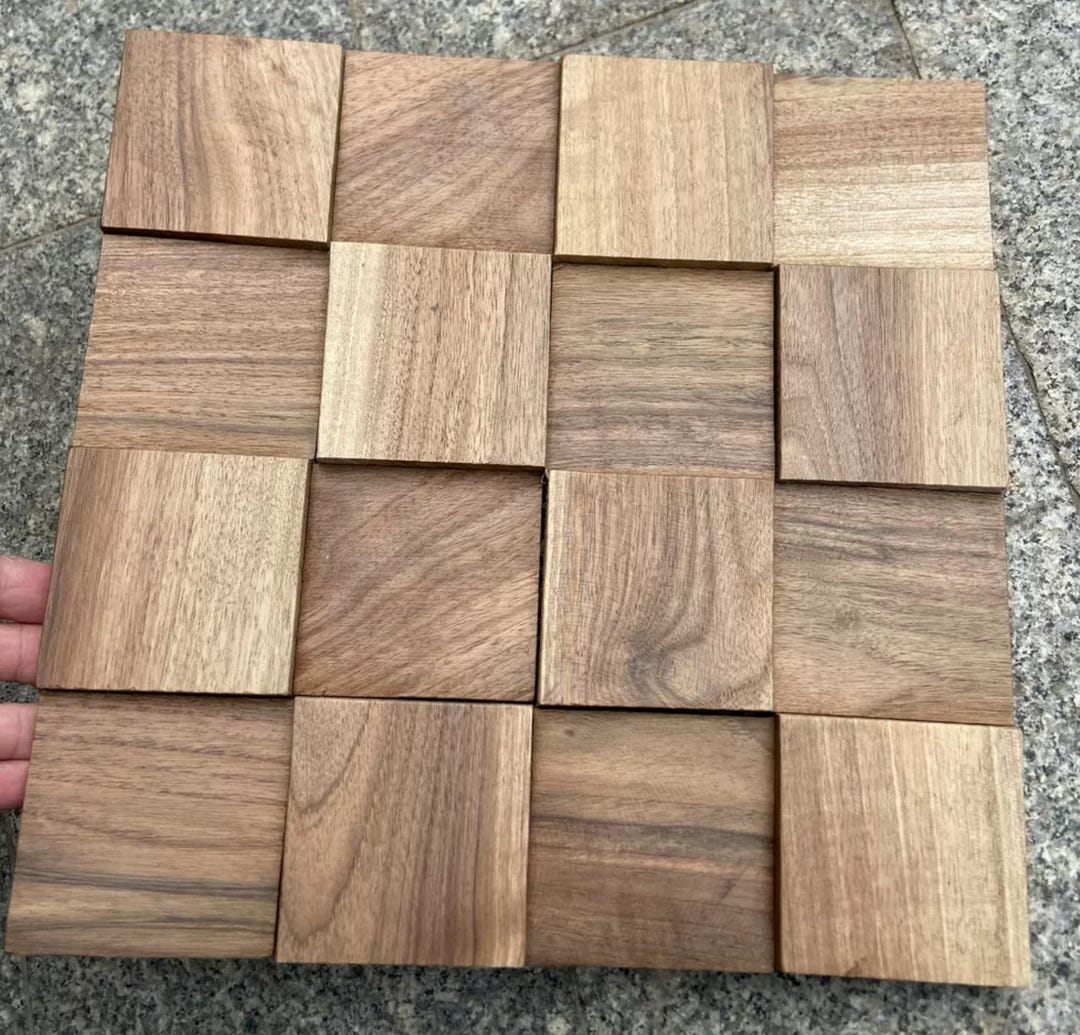 Natural Log Stereo Wood Mosaic Tiles Self Adhesive Wall Panel for Bar ...