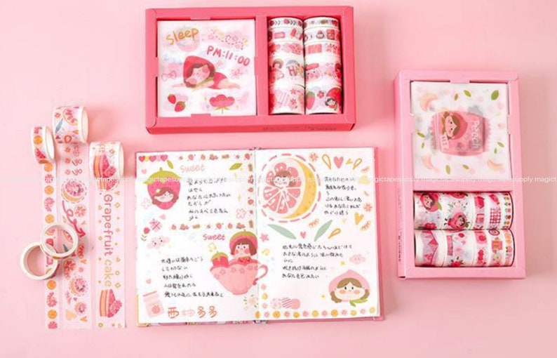 10 Rolls and Stickers set Pink Planner washi tape Japanese Sticker masking tape wholesale Accessories Supplies Wholesale ss147-11