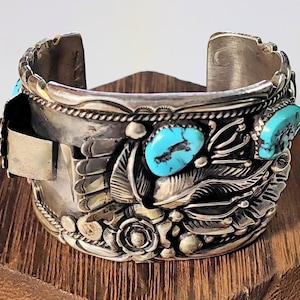 Turquoise Coral Watch Cuff - Etsy display picture 1