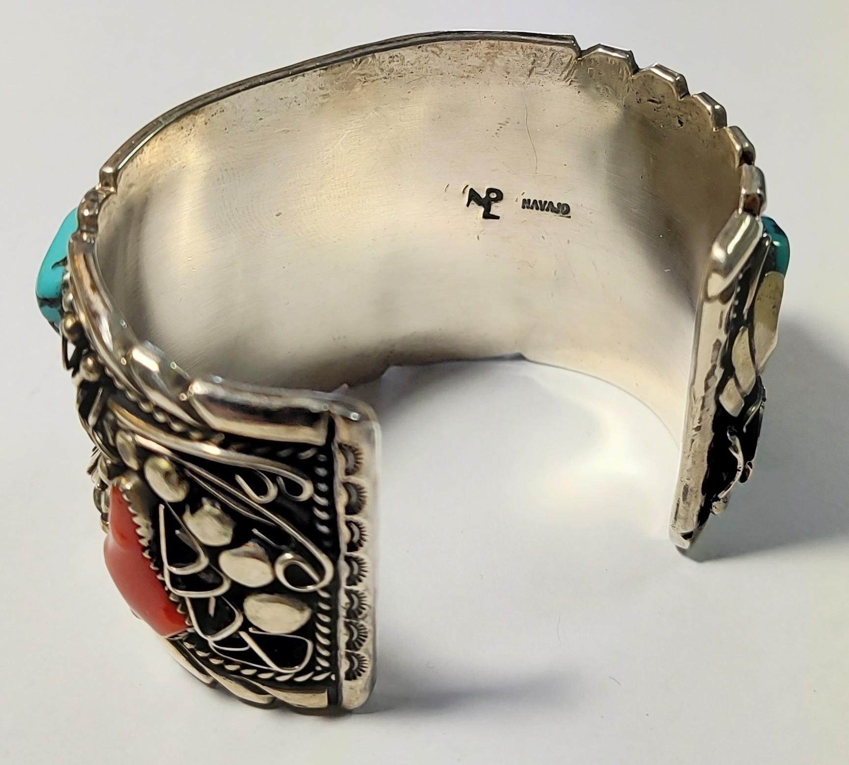 Sterling Silver Navajo Turquoise Coral Watch Cuff - Etsy