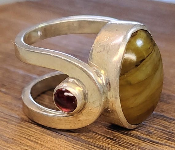 Sterling Silver Agate Ring - image 1