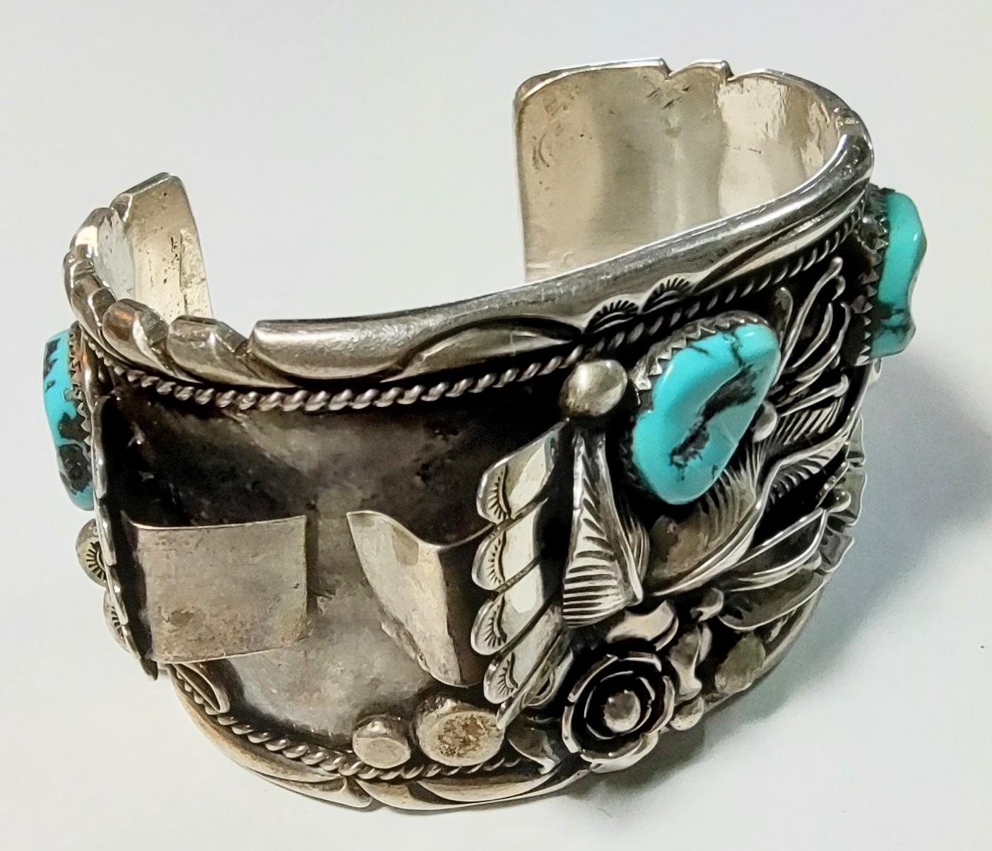Sterling Silver Navajo Turquoise Coral Watch Cuff - Etsy