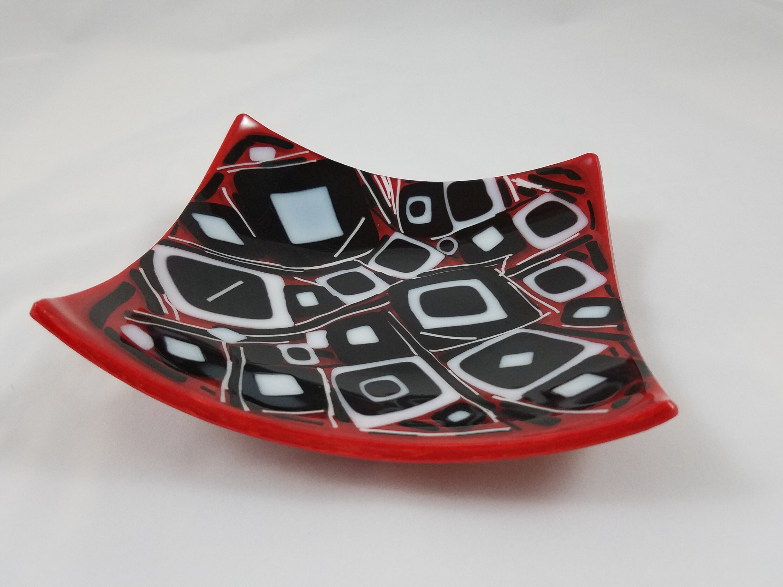 Optical Illusion Glass Plate Serving Dish Centerpiece Etsy