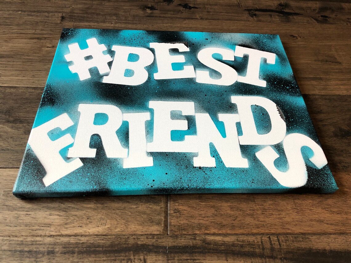 BEST FRIENDS canvas 11x14'' Painted Canvas Wall Art Etsy