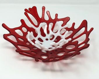 Coral Reef - Red & White Coral Bowl - Home Decor Modern - Centerpiece -Candle Holder- Birthday gift - Wedding gift - Valentine's Day gift