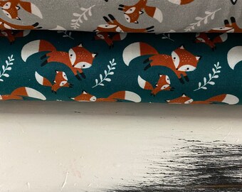 Jersey Füchse Fuchs Waldtier Blätter grün grau