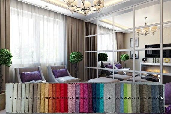 Custom Sizes Curtain Panels 37 Colors Flax Window Drapes Etsy