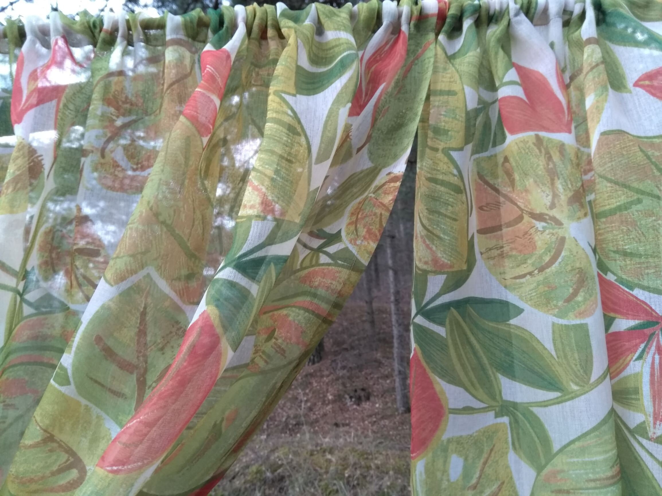 Custom size tropical curtains Semi sheer curtain panel Etsy