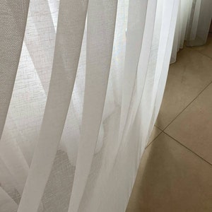Custom size semi sheer curtain panel Linen look semi-sheer curtains Modern/Farmhouse/Country/Cottage window decor Natural like flax curtains