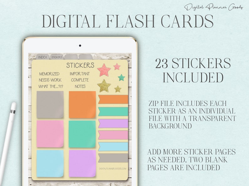 50 Digital Flash Cards for Studying GoodNotes Note Cards Etsy