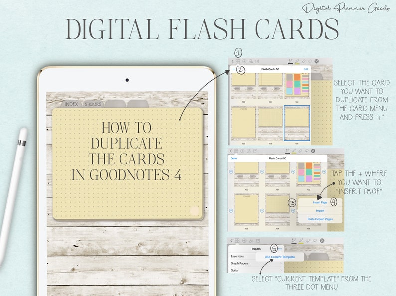 flash card template goodnotes