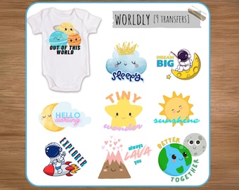 Vinyl zum Aufbügeln für Babyparty Strampler - Worldly
