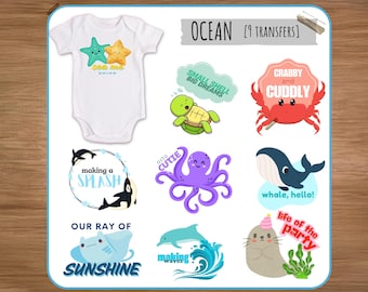 Vinilo termoadhesivo para bodys de baby shower - Océano