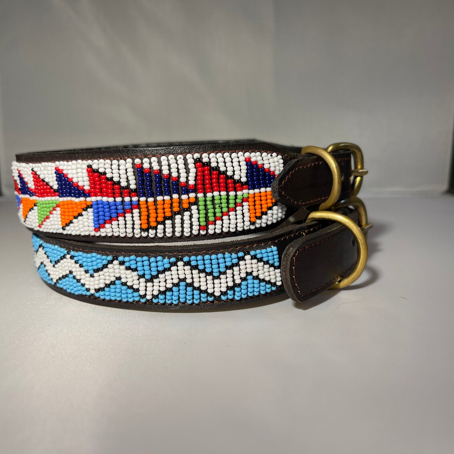 Kenyan Maasai Beaded Hand Made Leather Dog Collar Maasai Etsy